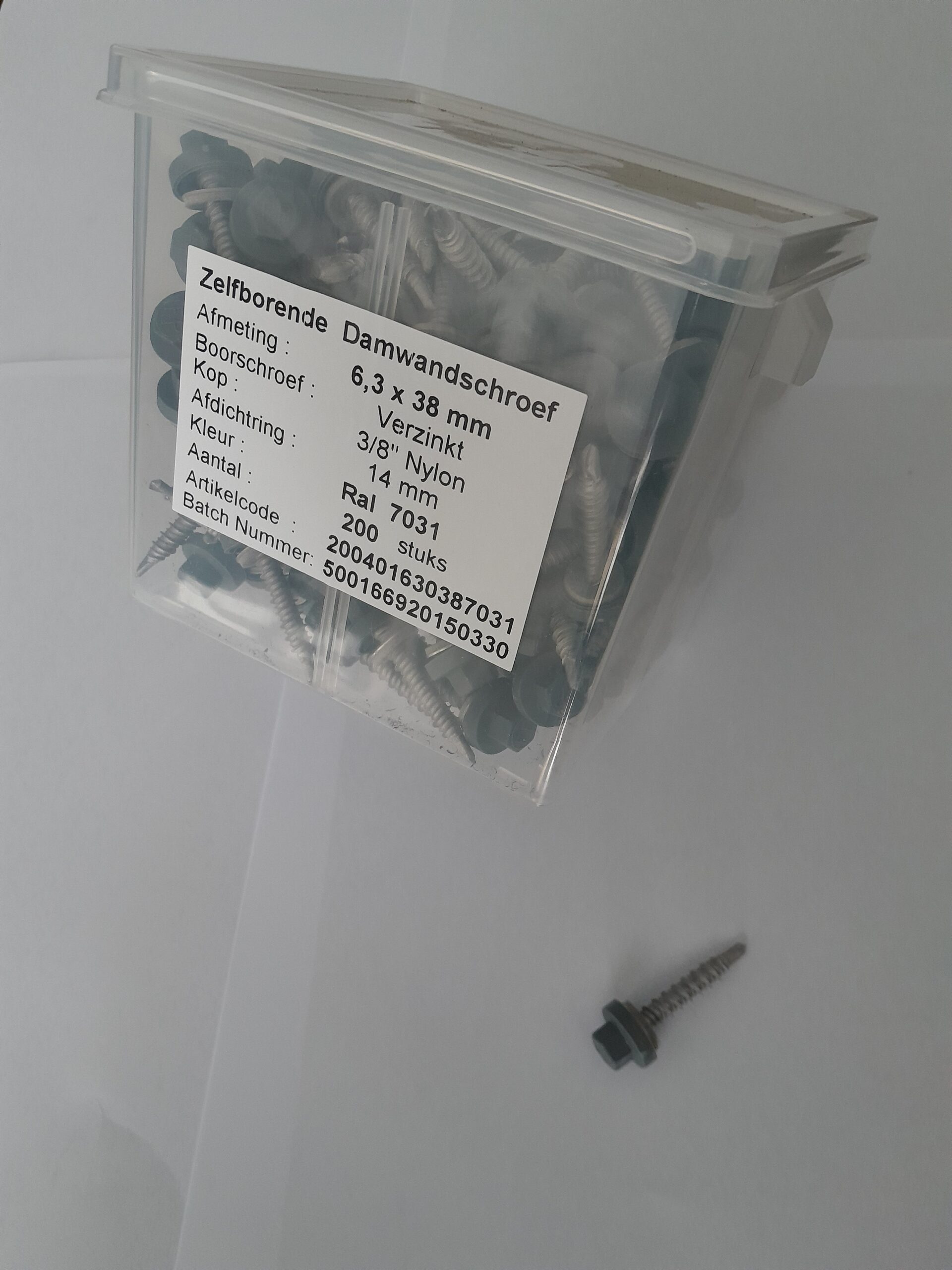 AANBIEDING! Restpartij Damwandschroeven verzinkt, Nylon kop RAL 7031.