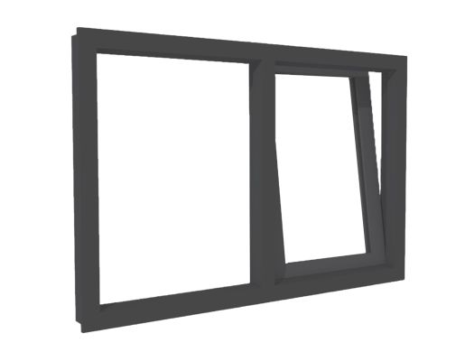 Kunststof raamkozijn, budget Antraciet houtnerf, 2000 mm